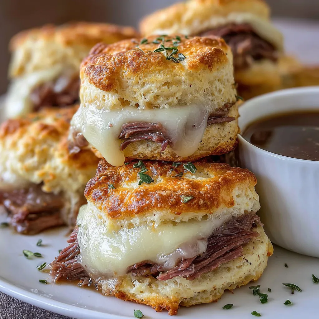 A plate of sandwiches with gravy.