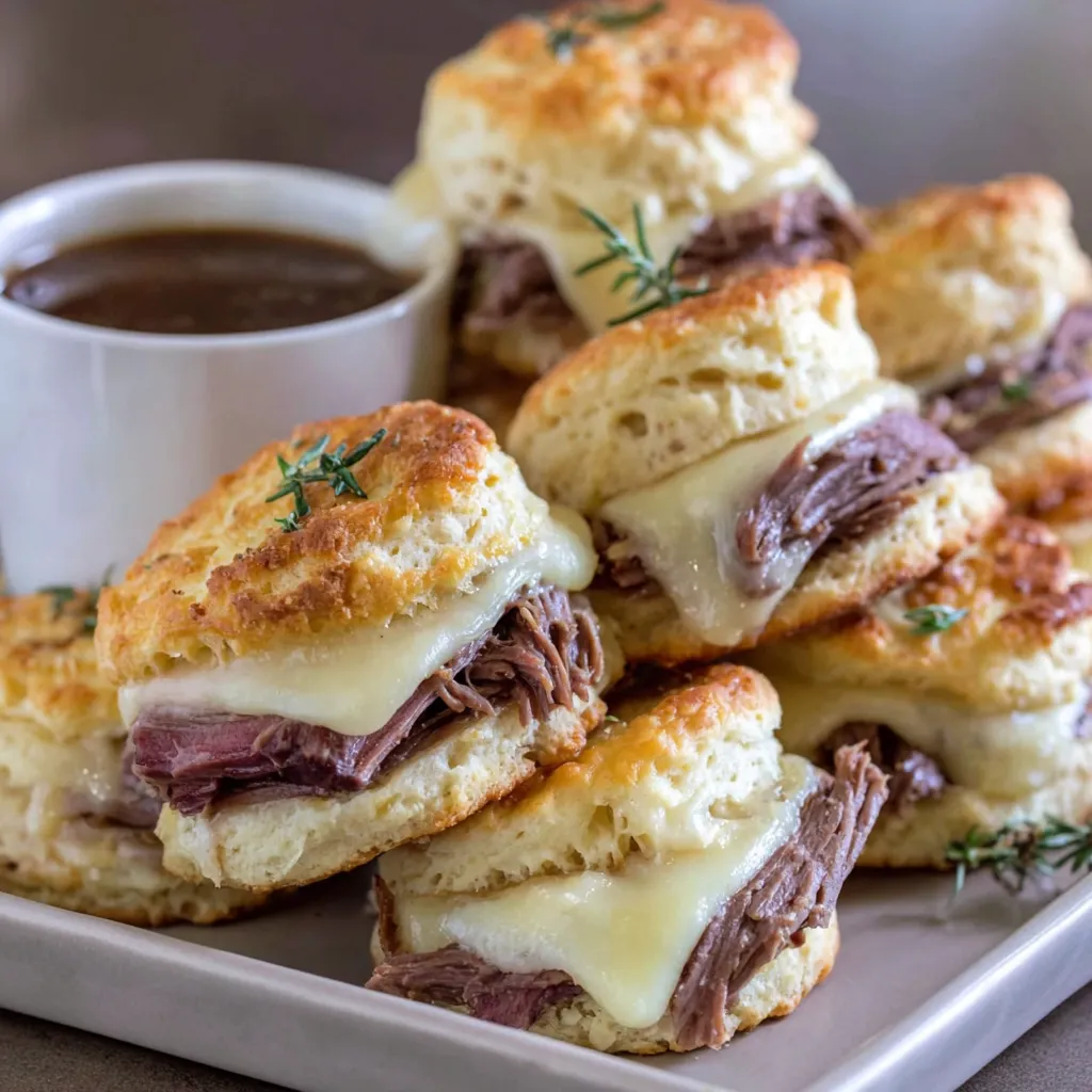 A plate of meat and cheese sandwiches.