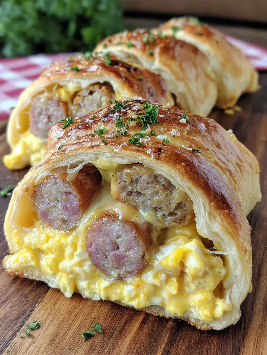 Sausage, egg and cheese breakfast roll-ups.