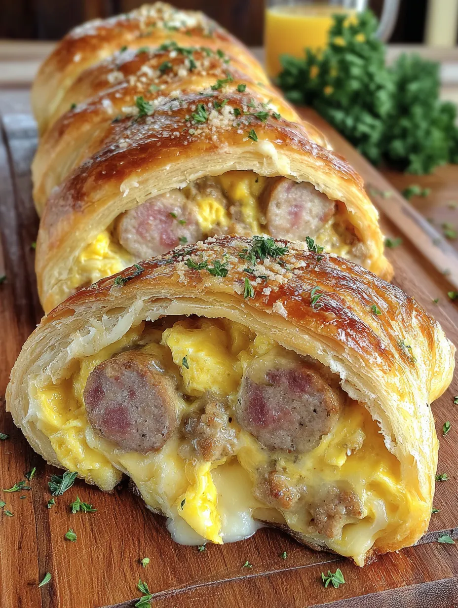 A breakfast roll-up with sausage, egg and cheese.