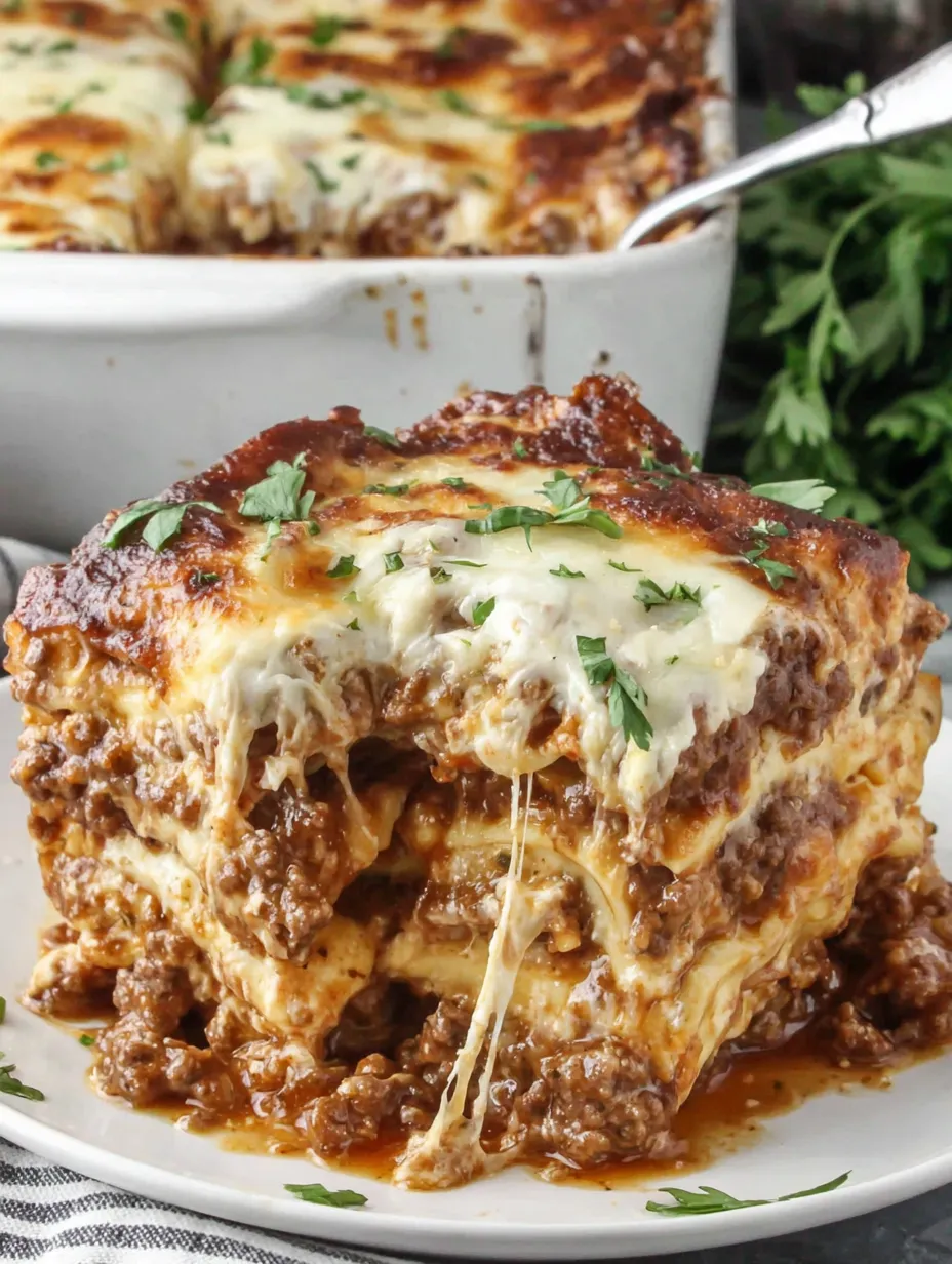 A close up of a delicious lasagna.
