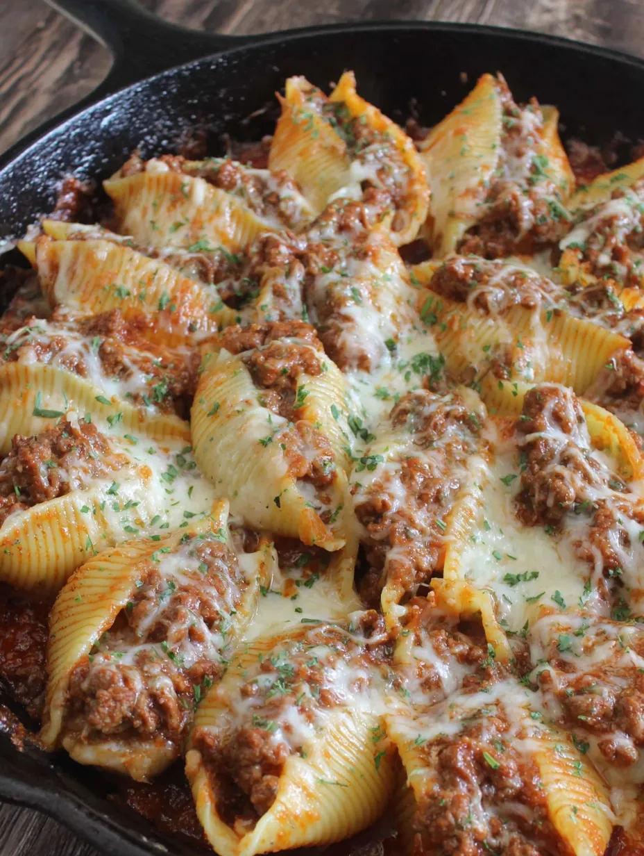 A dish of cheesy stuffed shells.
