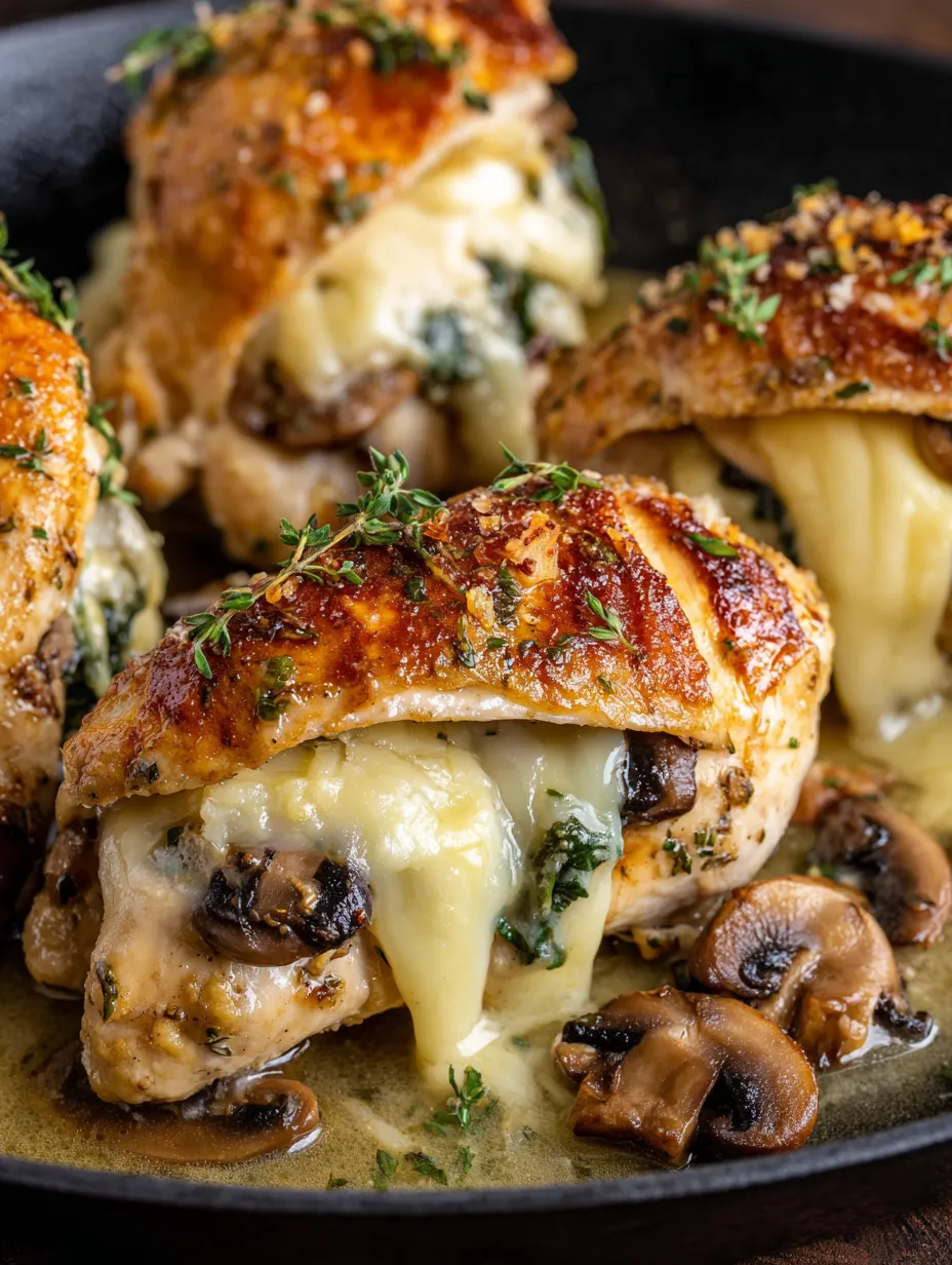 Chicken with mushrooms and garlic butter.