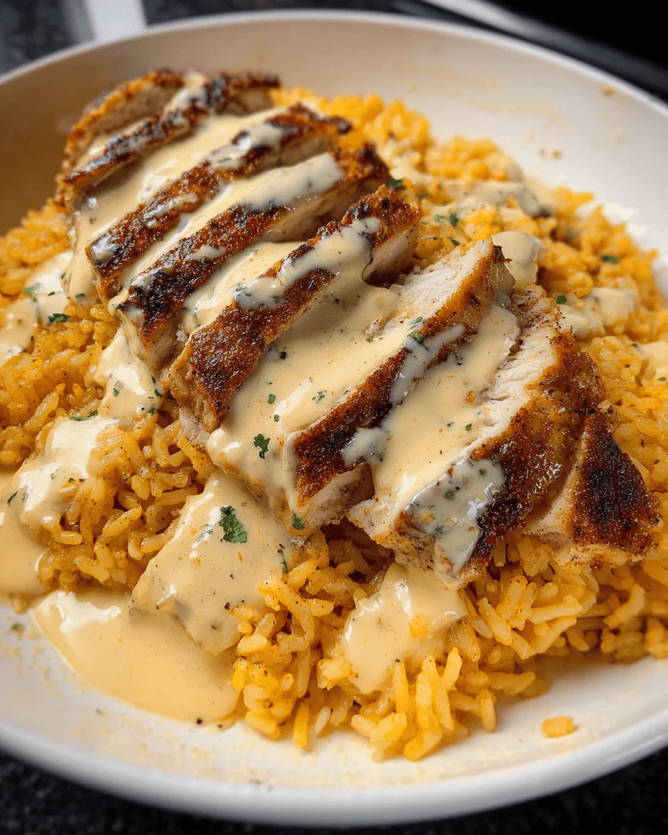 A plate of Creamy Cajun Chicken & Rice.