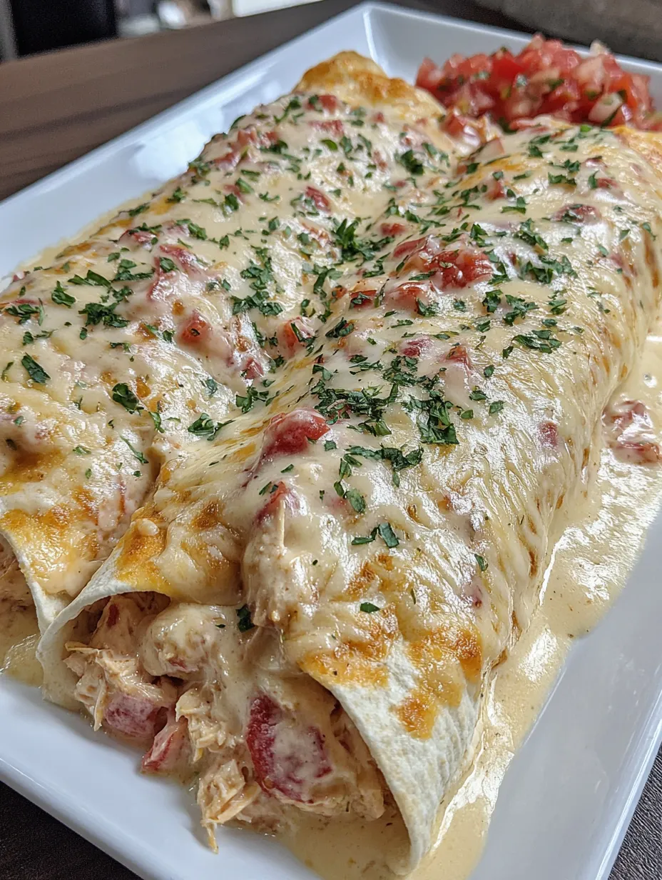 A plate of queso chicken enchiladas.