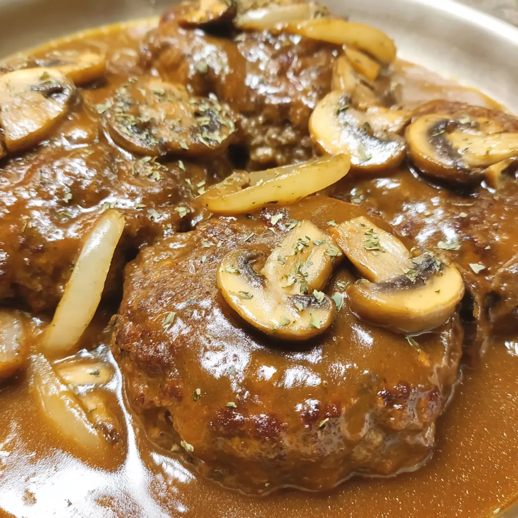 Hamburger steaks and gravy.