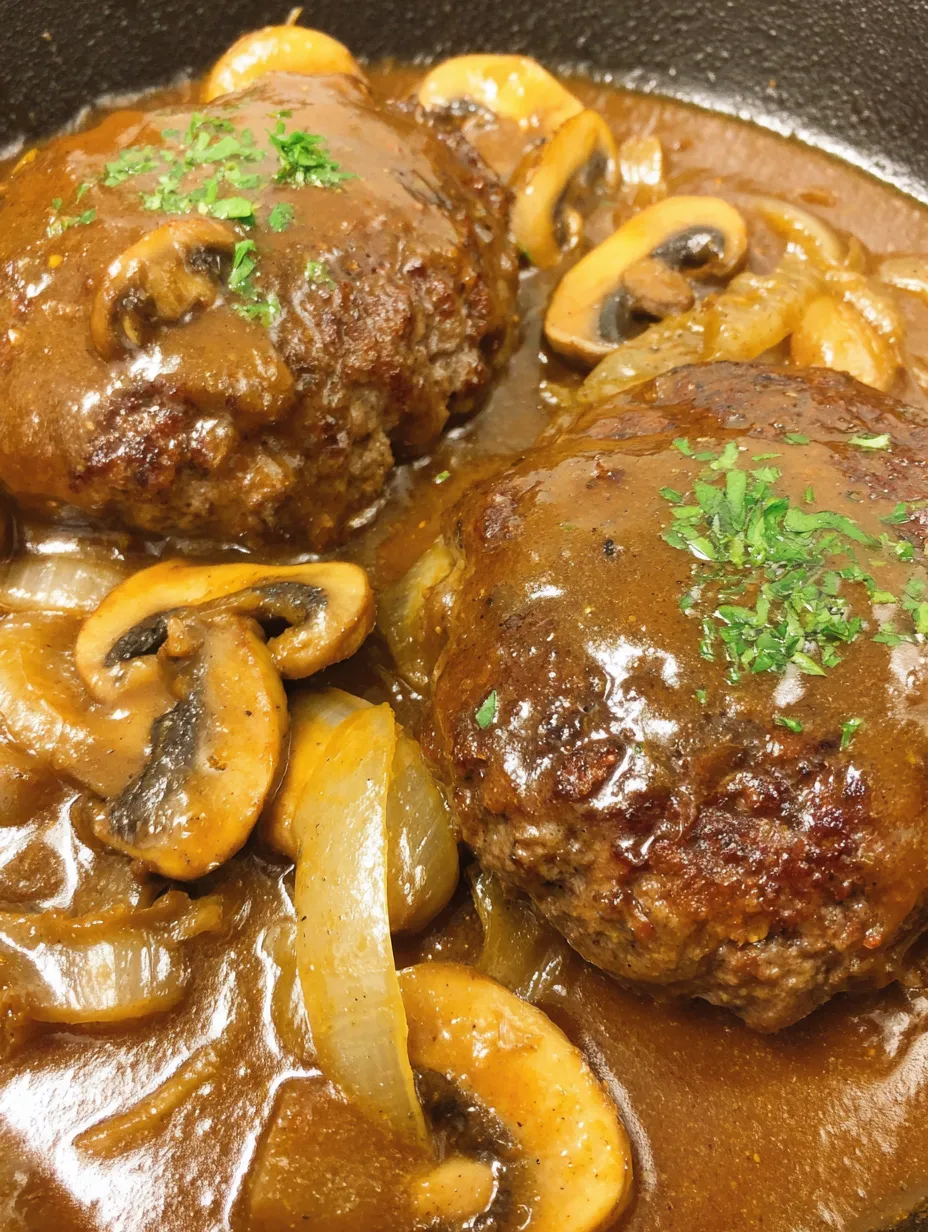 Hamburger steaks and gravy.