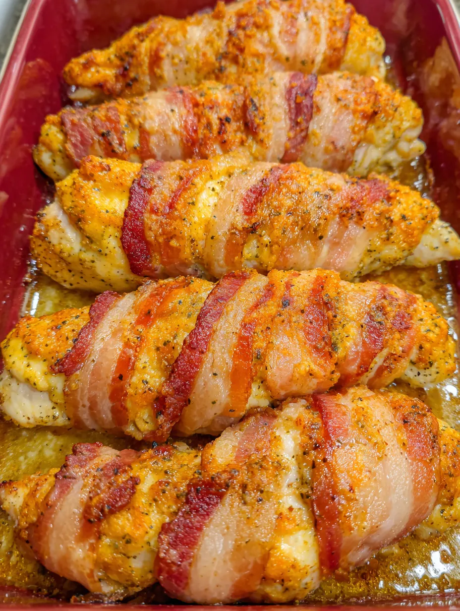 Bacon Wrapped Garlic Parmesan Chicken.