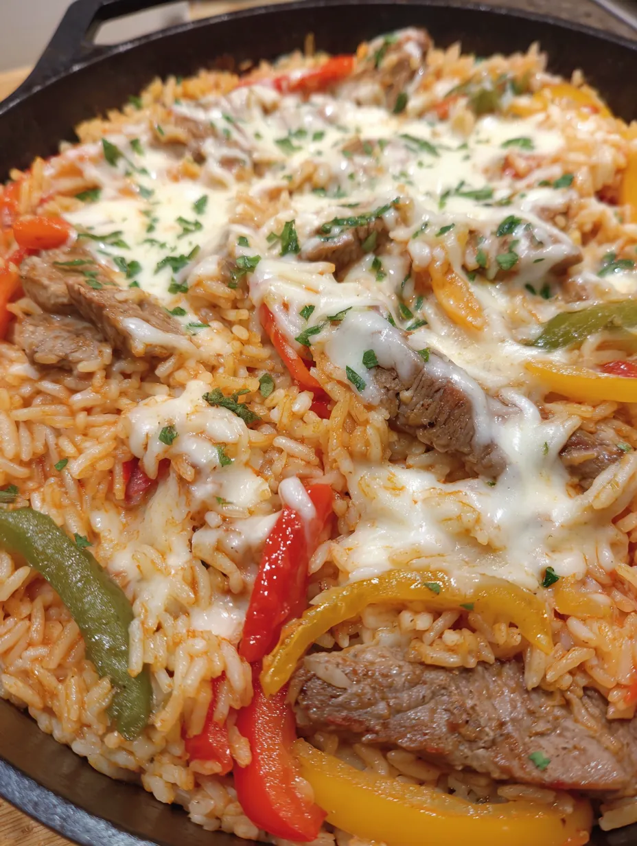 A delicious meal of steak and rice.