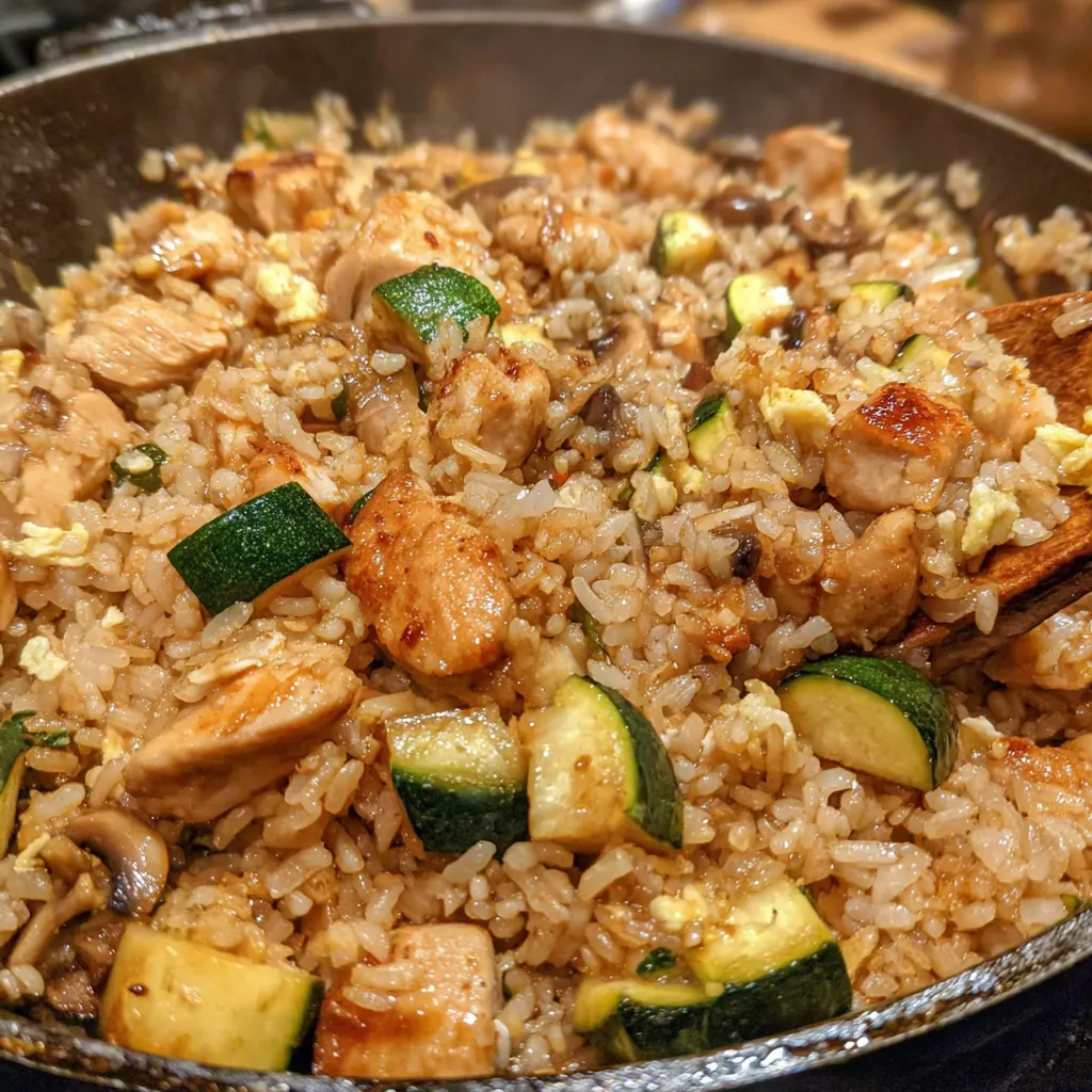A hibachi style chicken fried rice dish.