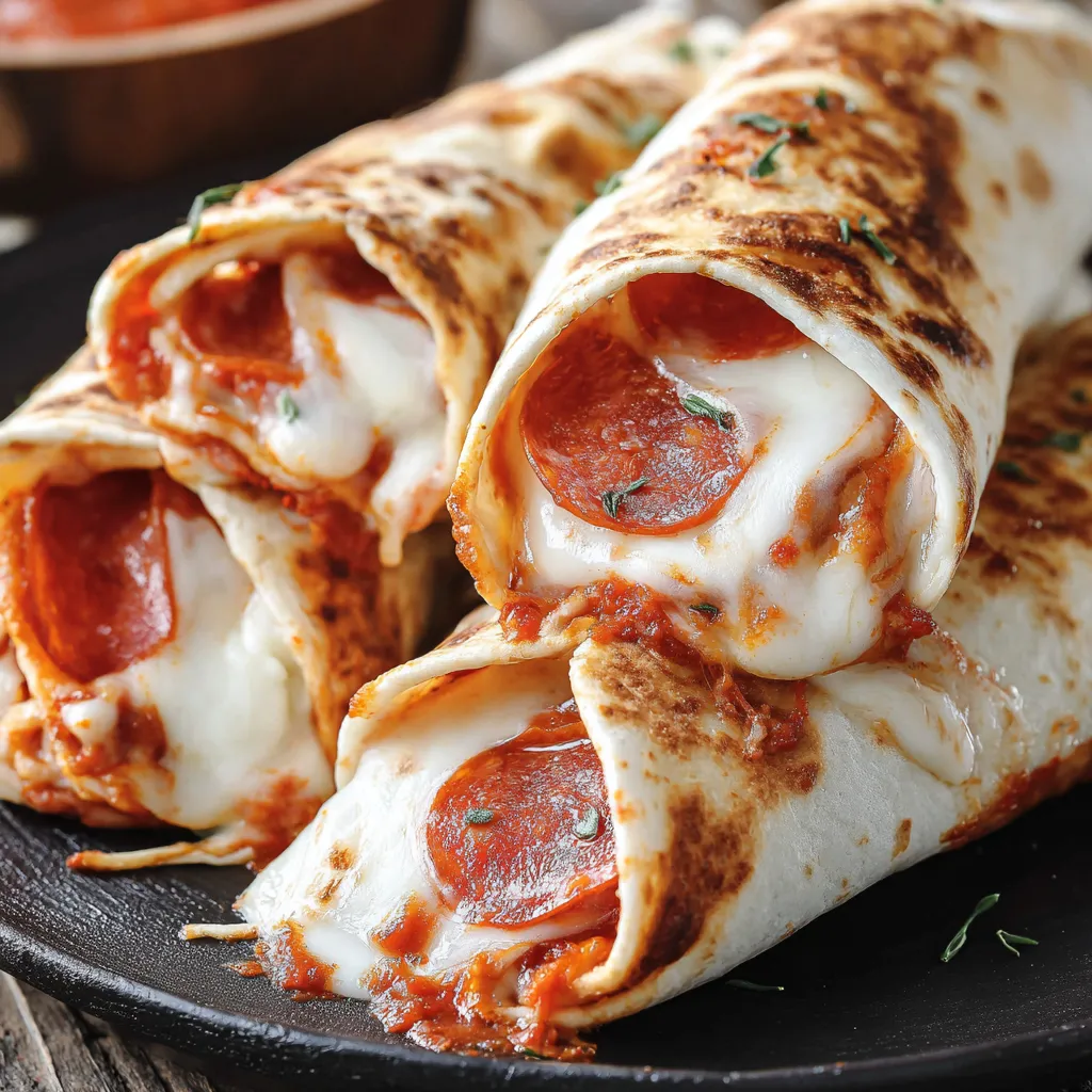 A plate of pepperoni pizza rollups.
