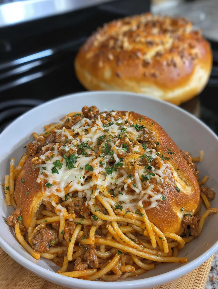 A bowl of garlic butter spaghetti.