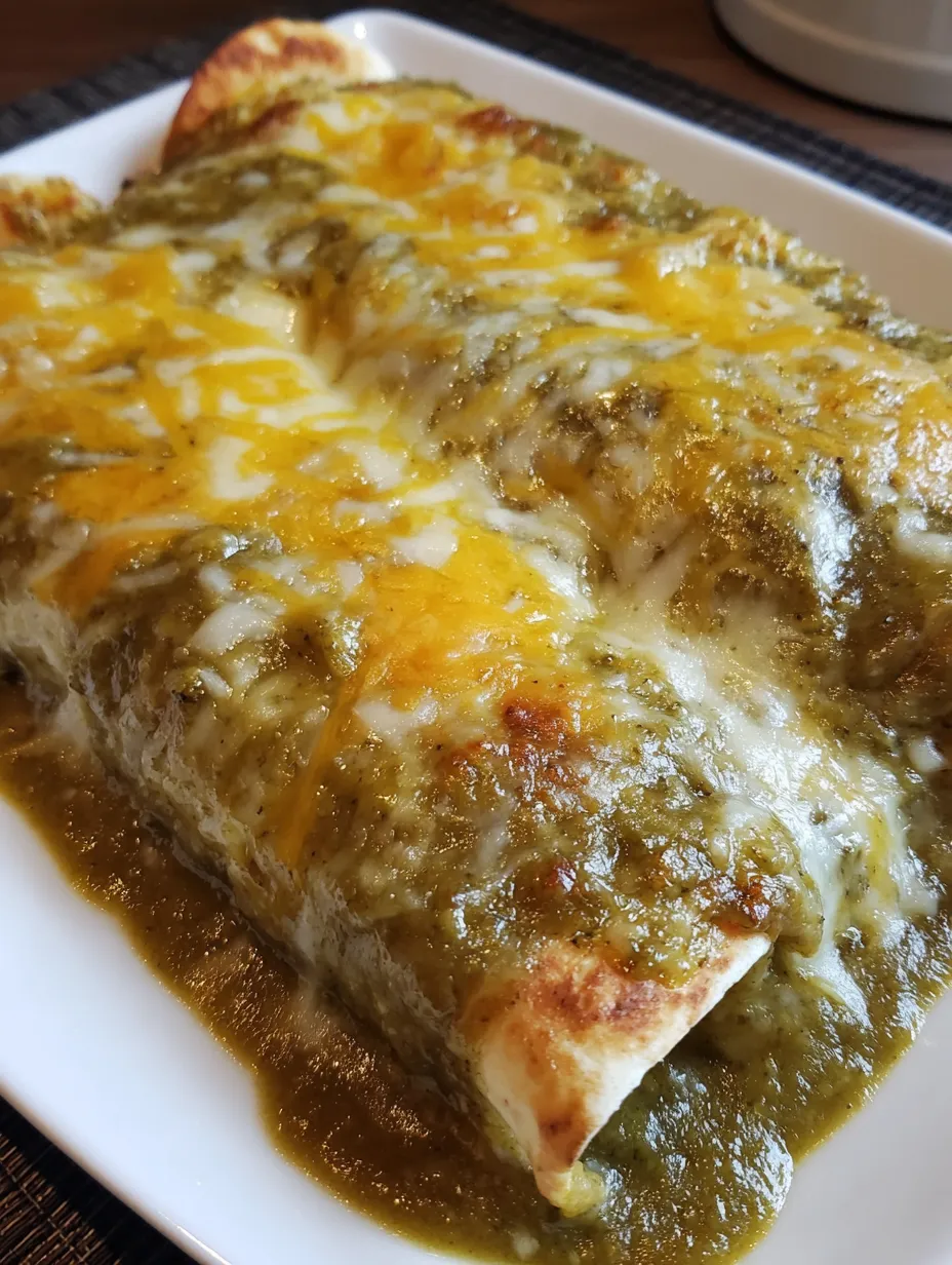 Green chile, chicken and cheese enchiladas.