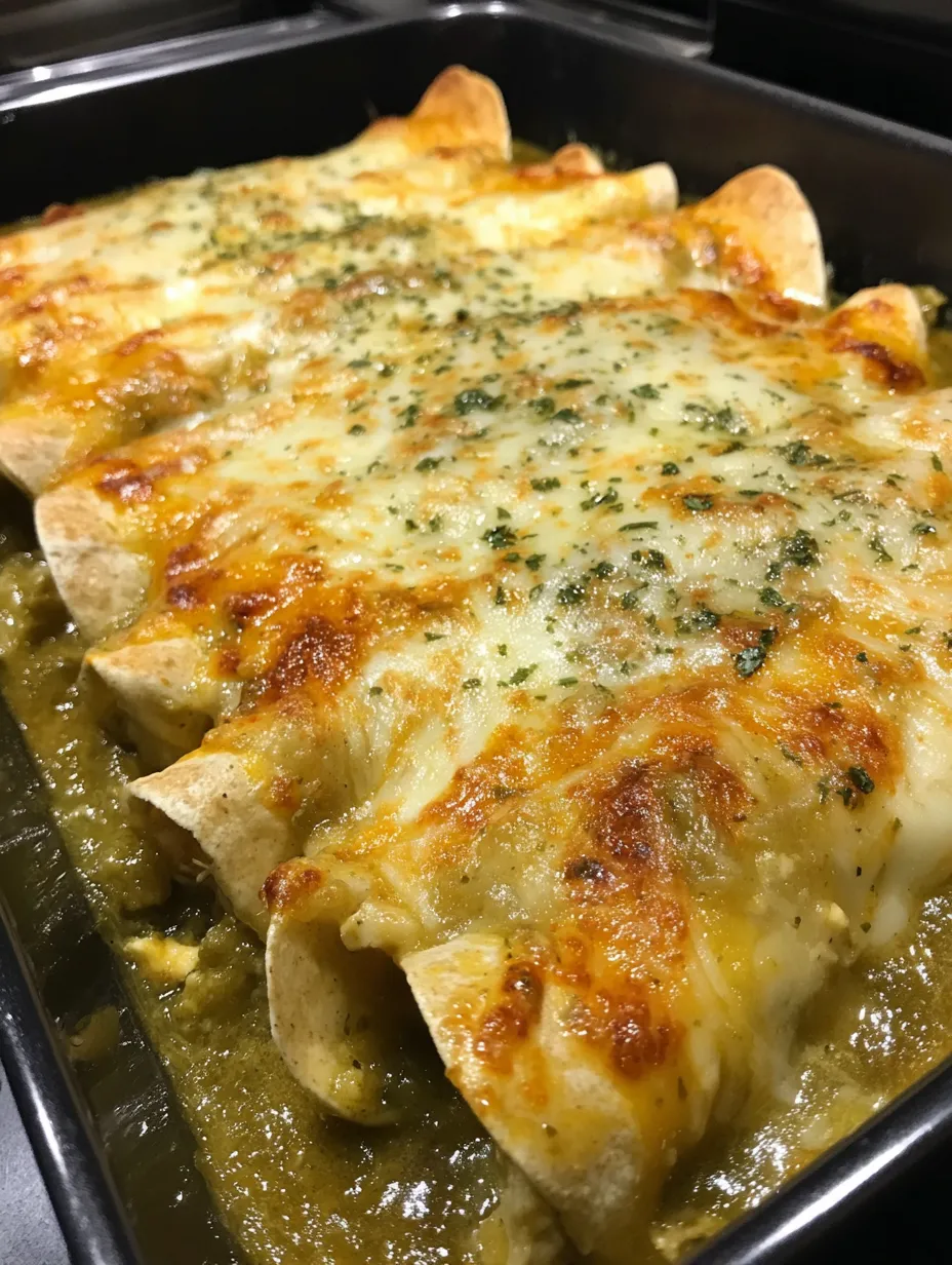 Green Chile, Chicken and Cheese Enchiladas.