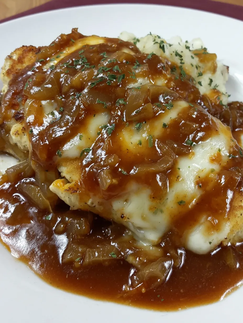 French onion chicken with gravy.