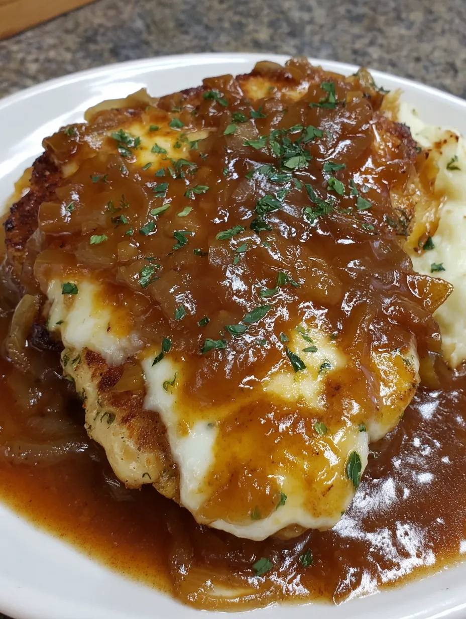 French onion chicken with gravy.