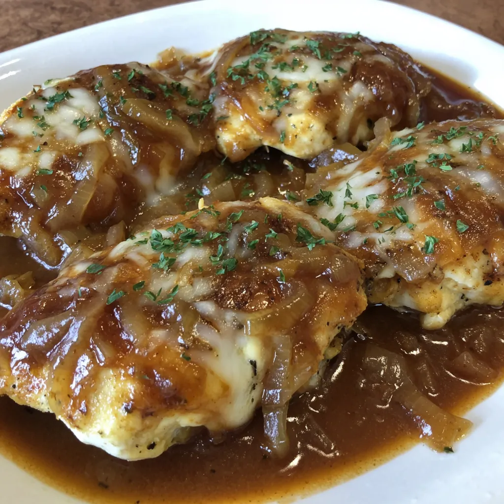French onion chicken with gravy.