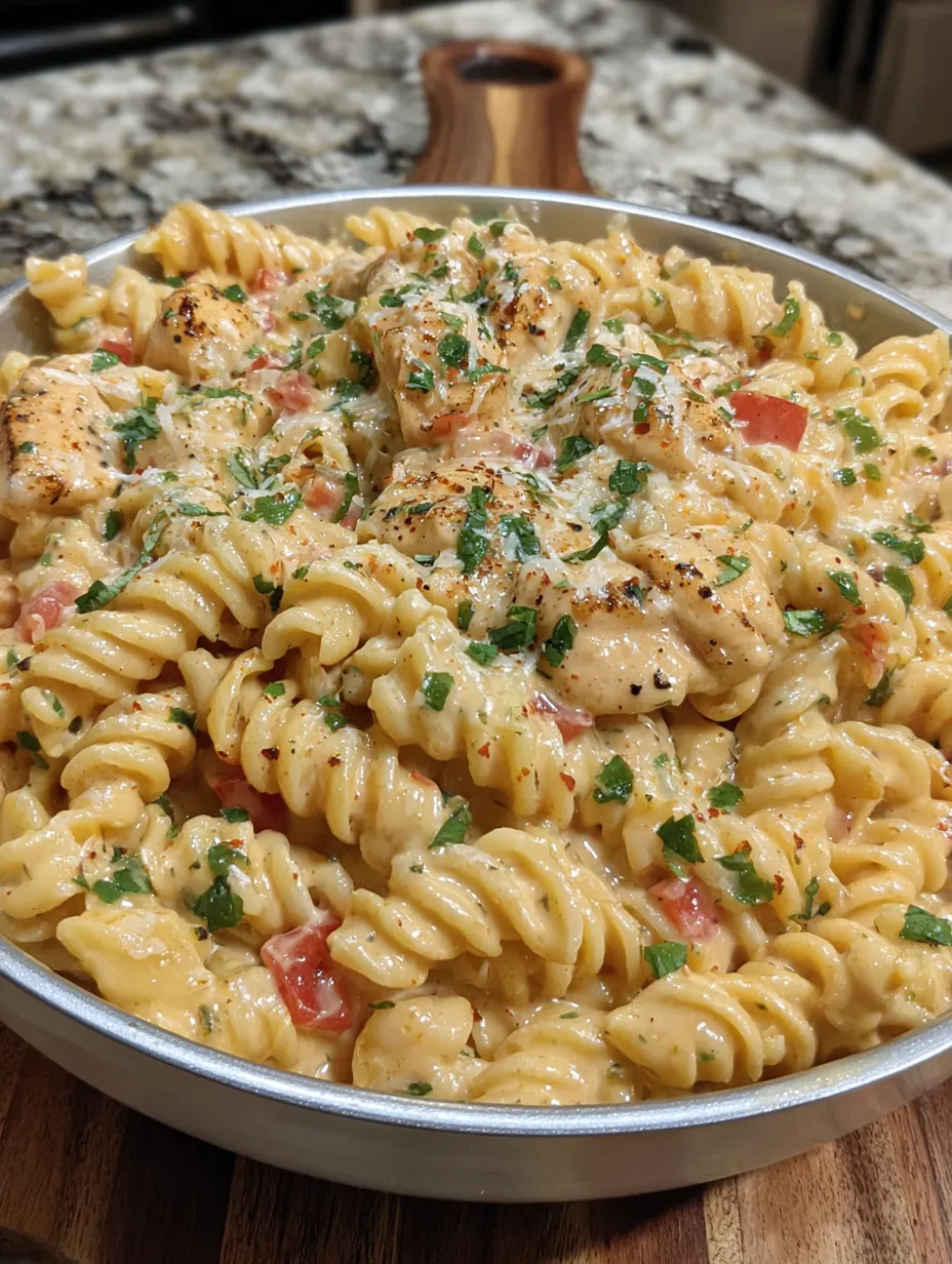 A bowl of Rotel Chicken Pasta.