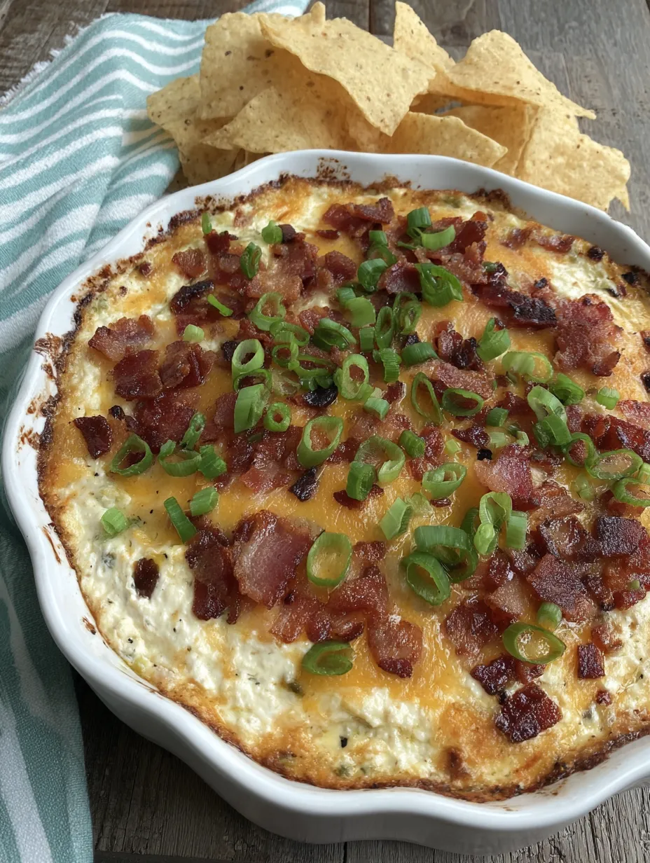 A bowl of jalapeno popper dip with bacon bits.