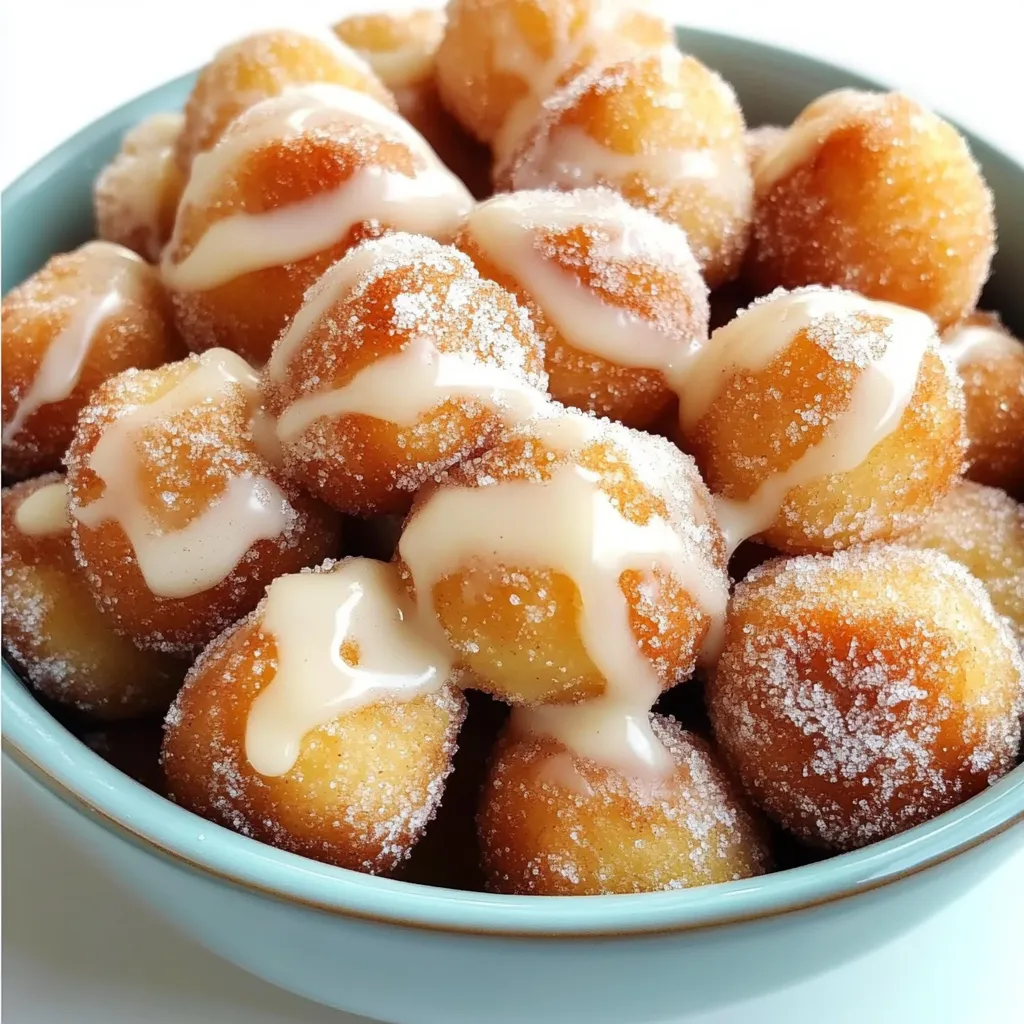 A bowl of doughnuts with icing.
