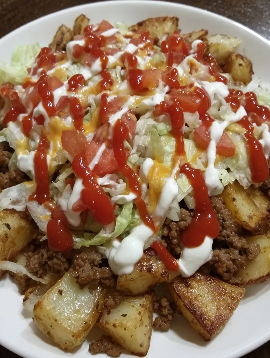 A plate of chopped cheese potato bowls with ketchup drizzled on top.