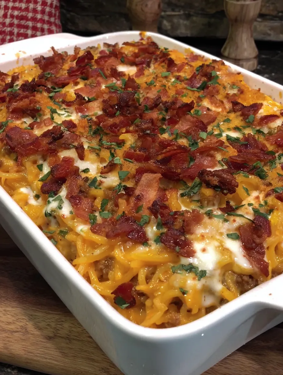 A dish of cowboy spaghetti.