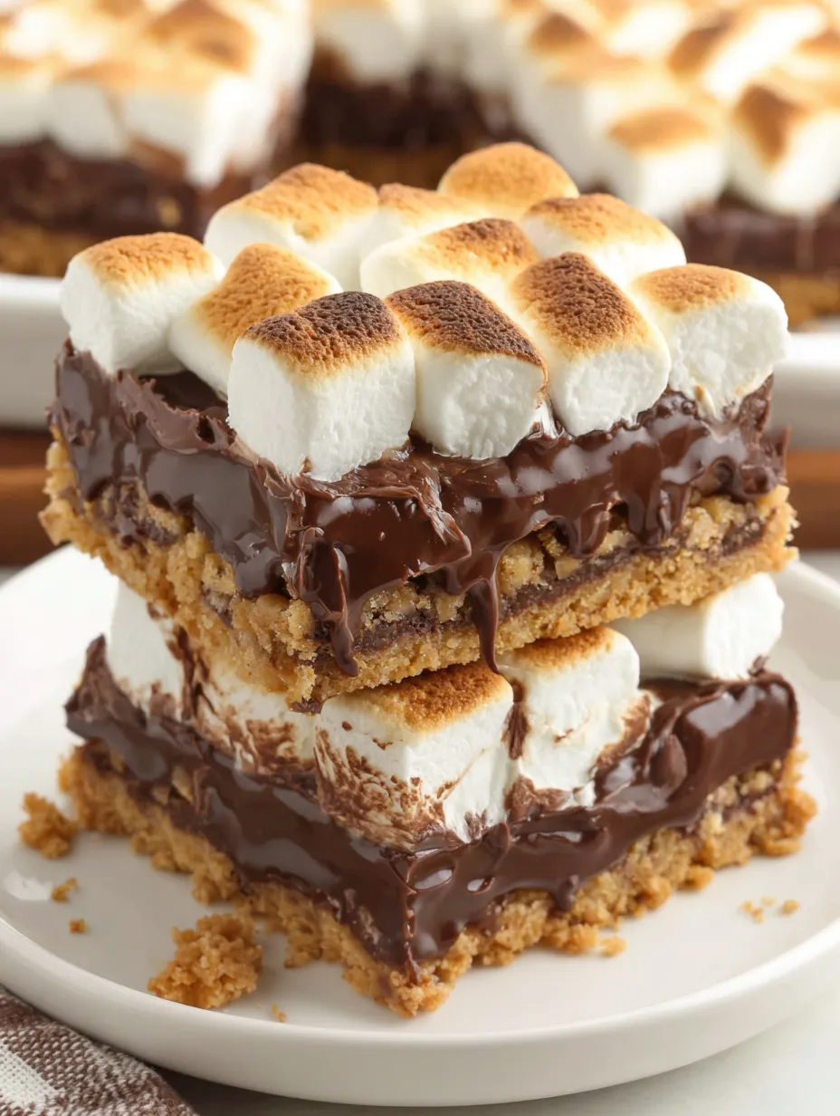 A stack of s'mores bars on a plate.