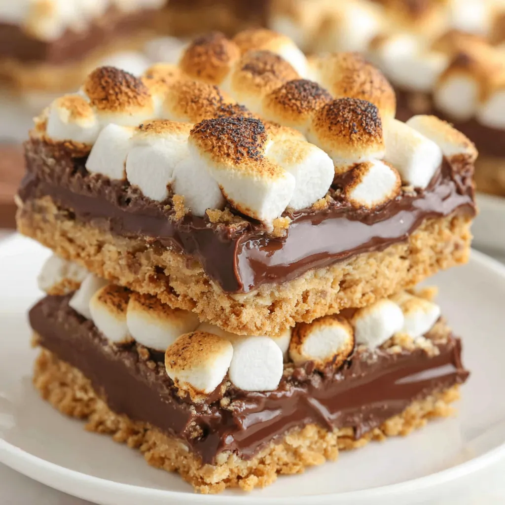 A stack of s'mores bars on a plate.