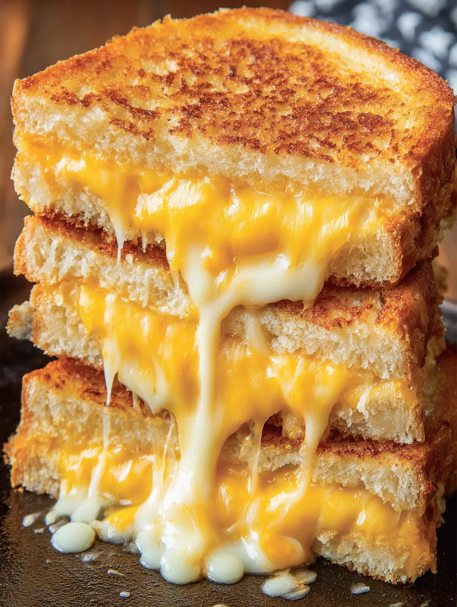 A stack of grilled cheese sandwiches.