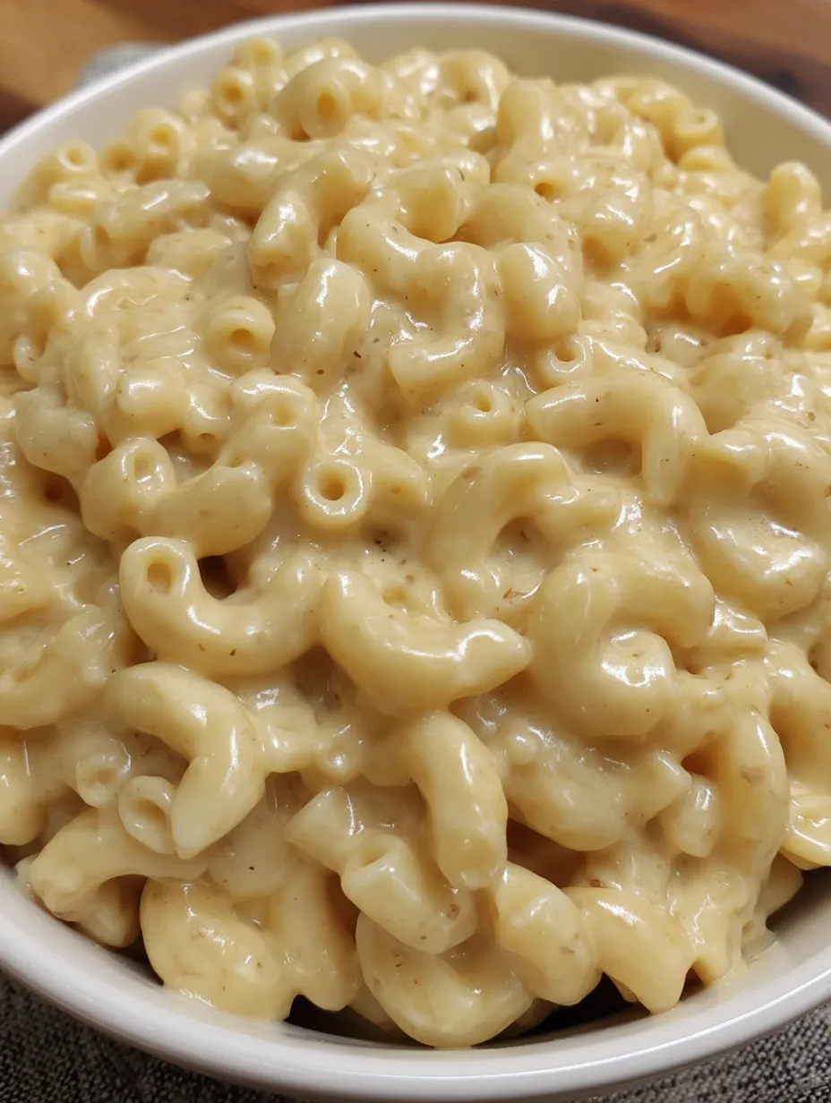 A bowl of creamy macaroni and cheese.