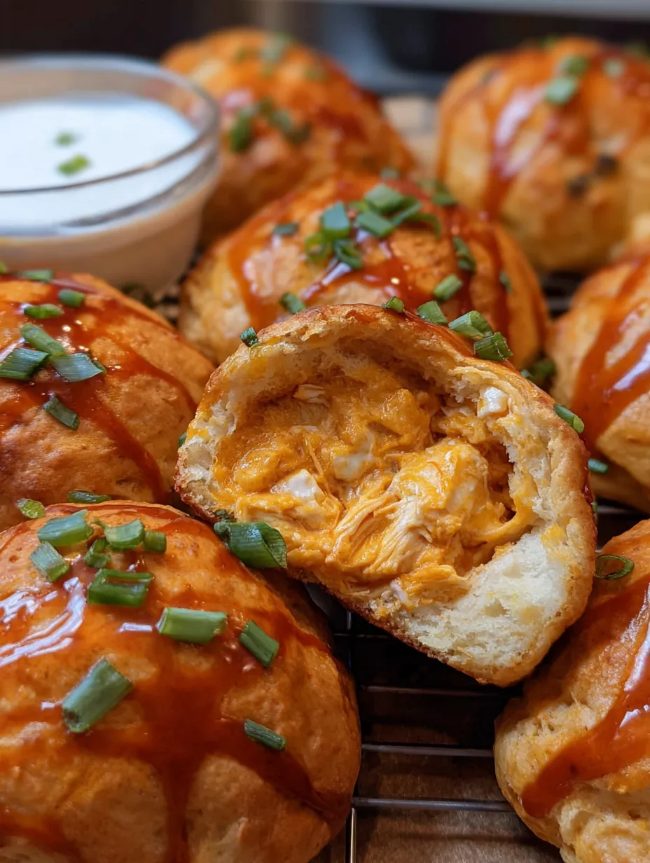 Buffalo chicken bombs with sauce dripping off.