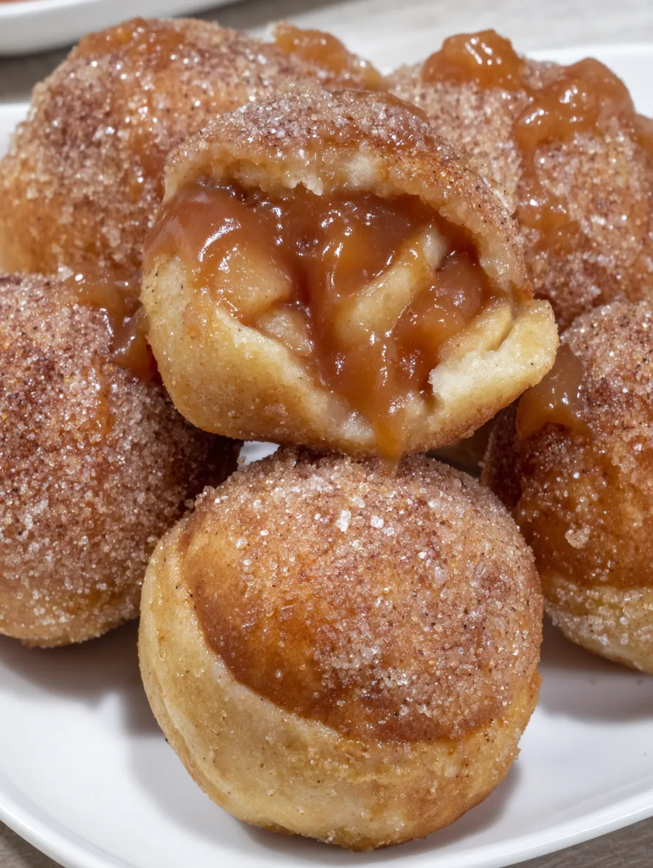 Caramel apple pie bombs on a plate.