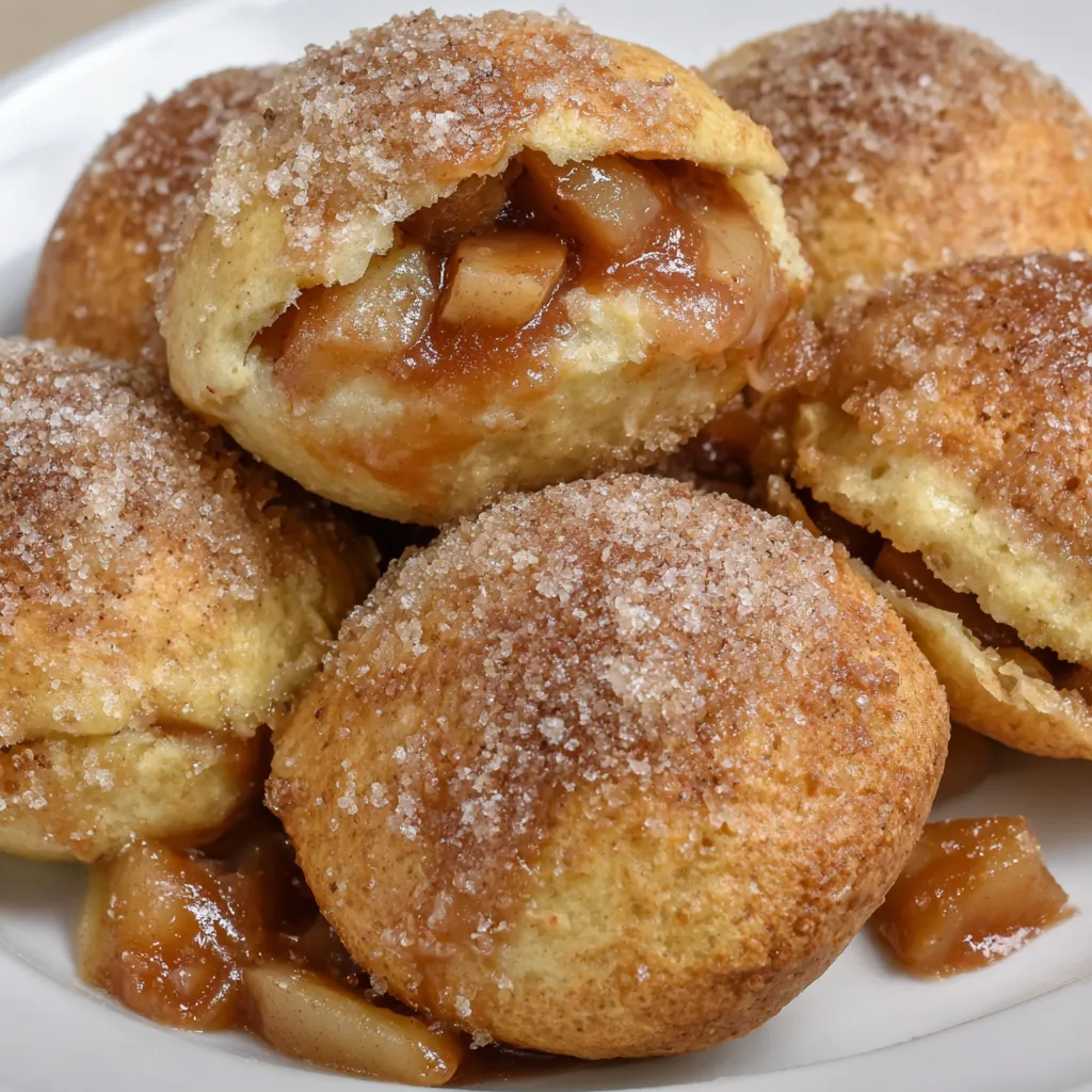 A plate of caramel apple pie bombs.