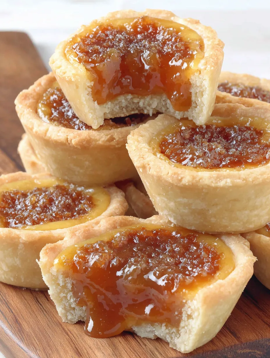 A close up of a delicious butter tart.
