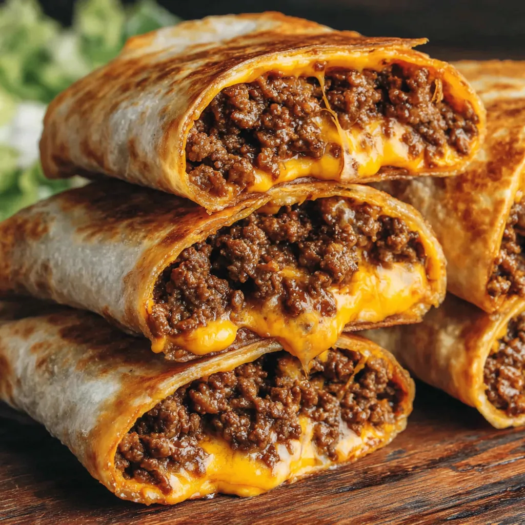 A stack of loaded cheesy pocket tacos.