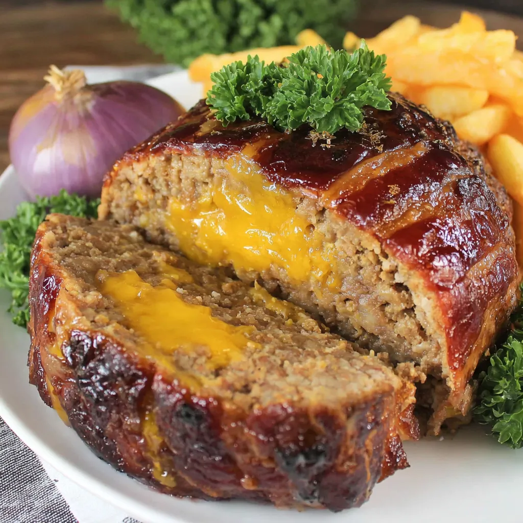 A piece of meatloaf wrapped in bacon.