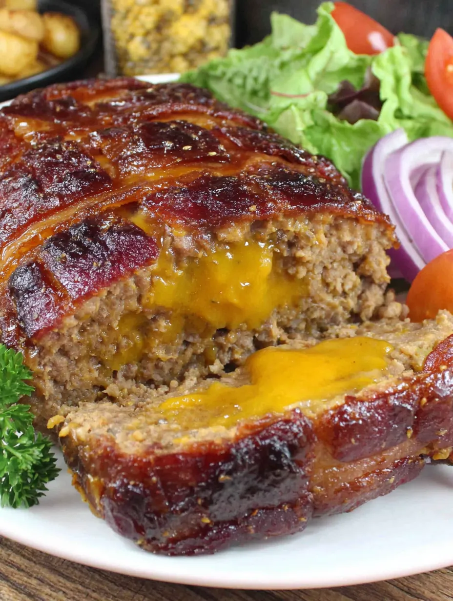 A piece of meat with bacon wrapped around it.