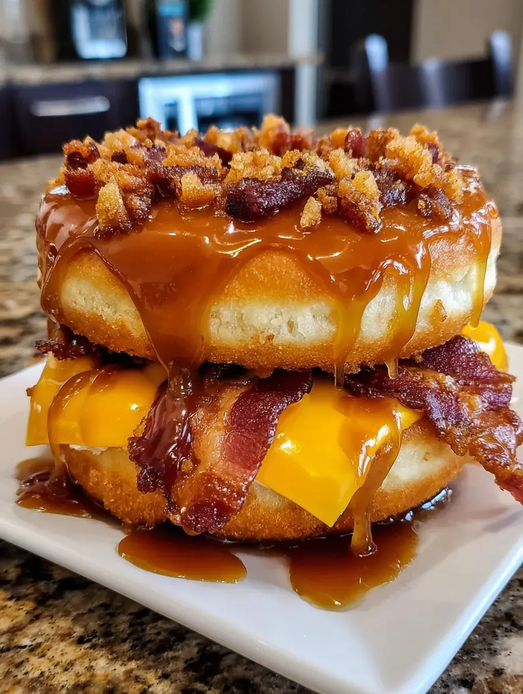 A grilled cheese bacon maple donut.