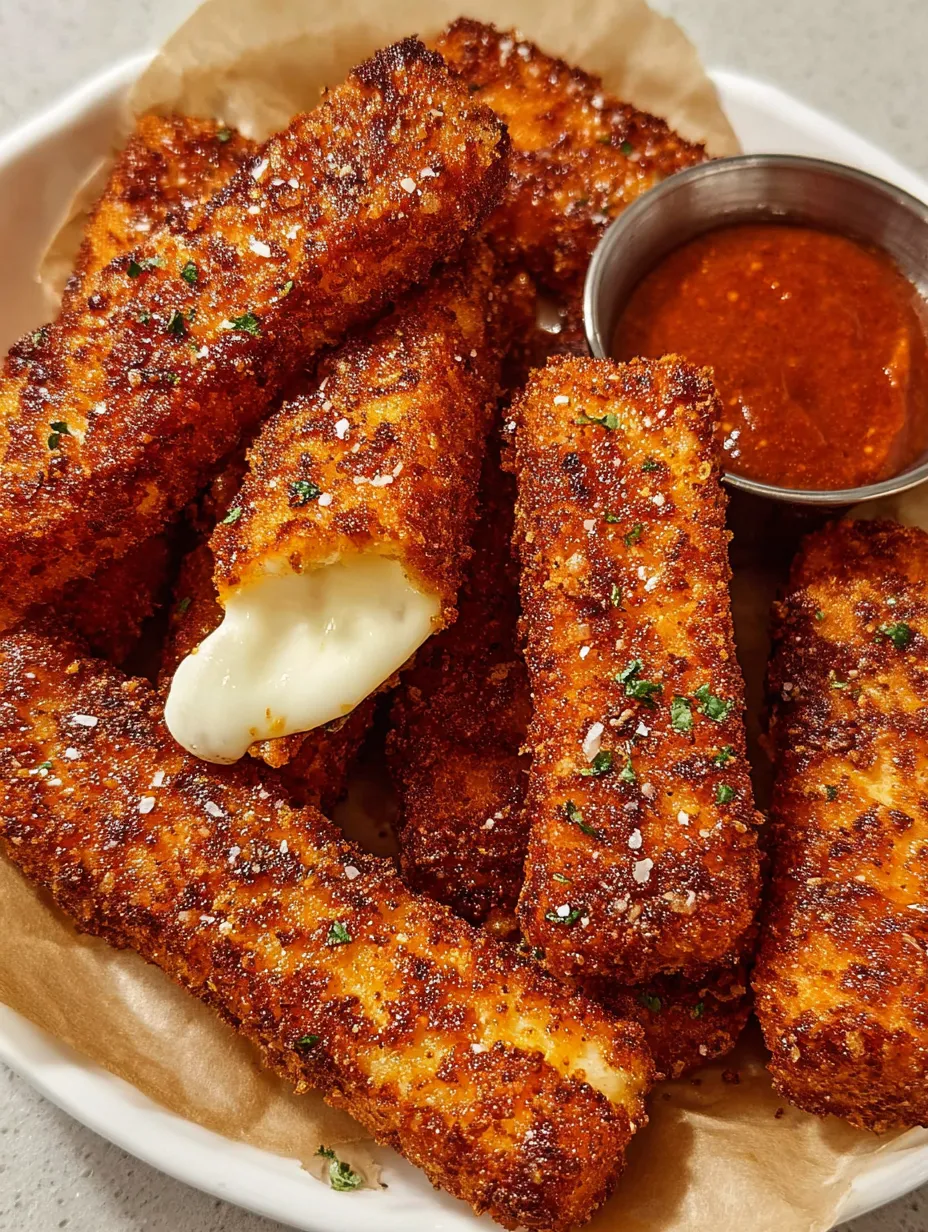 Crispy and Spicy Nashville Hot Mozzarella Sticks.
