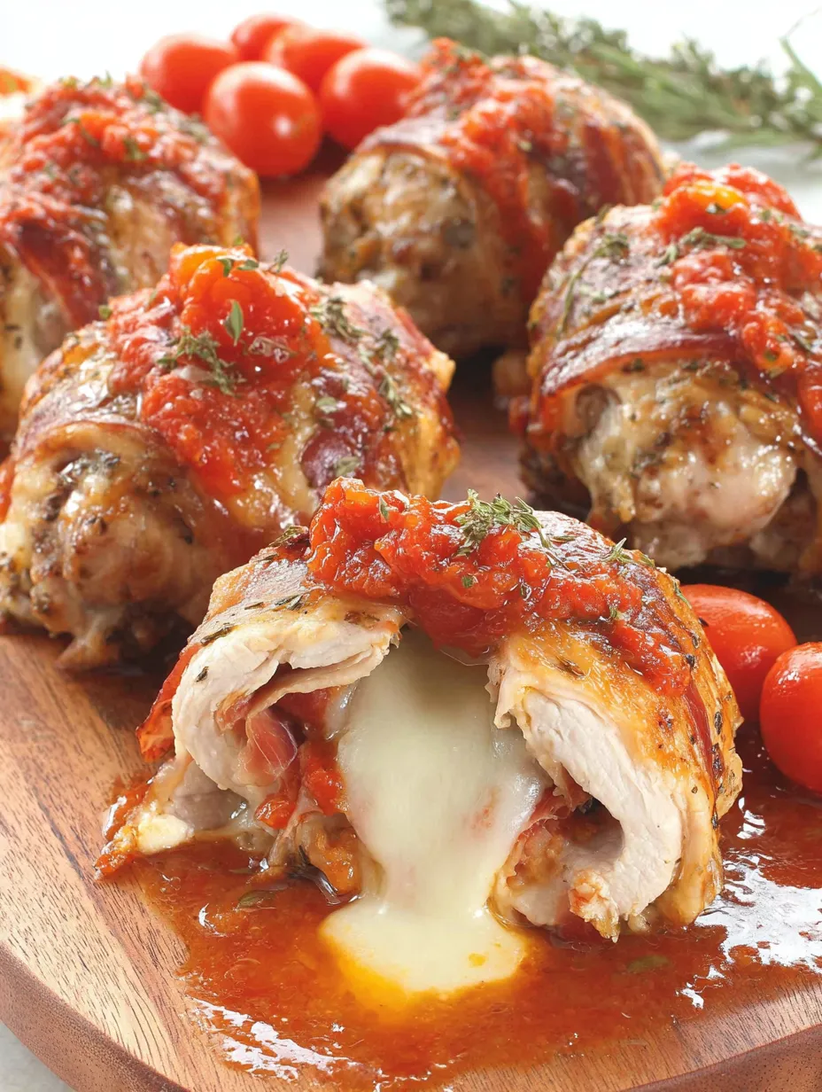 Stuffed chicken thighs with mozzarella.
