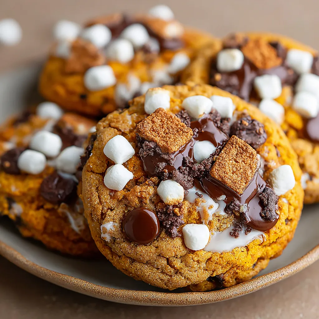 A plate of pumpkin s'mores cookies.
