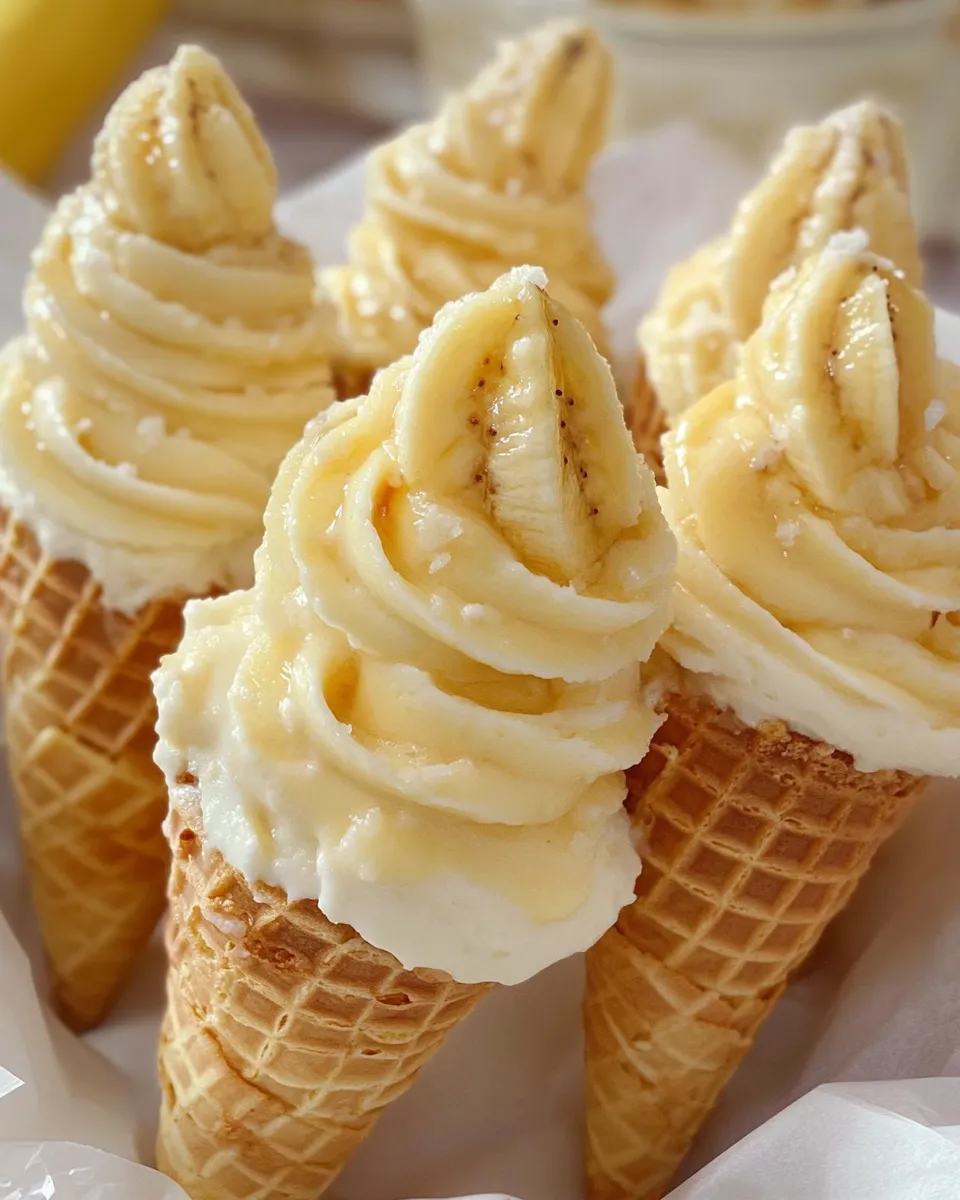 Banana cheesecake cones.