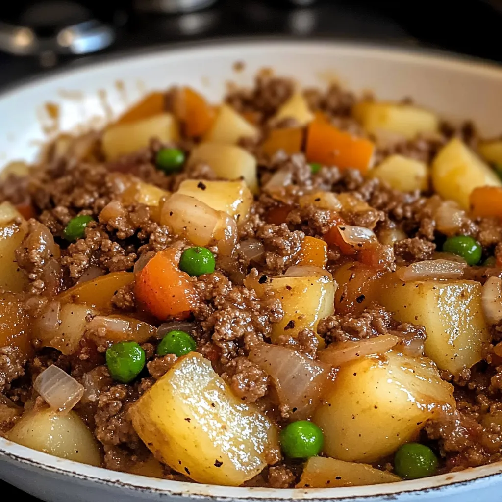 A bowl of food with peas and carrots.