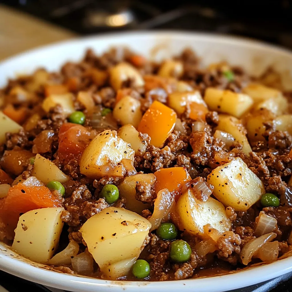 A bowl of food with peas and carrots.