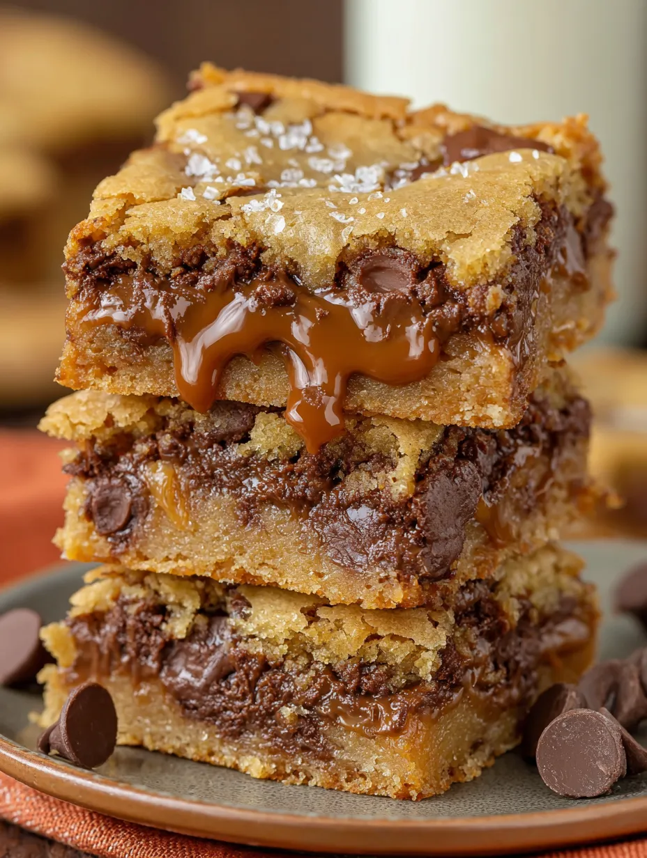 Gooey chocolate chip cookie bars.