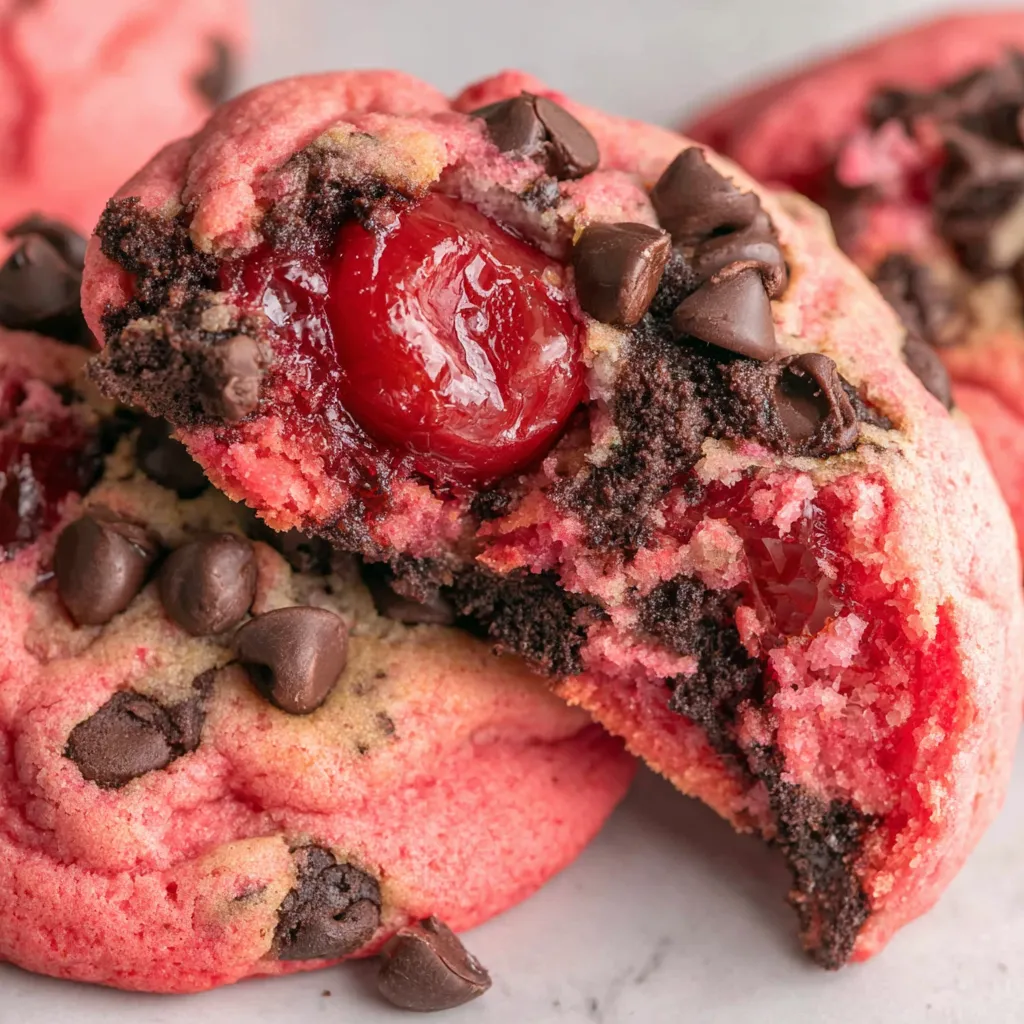A slice of cherry chocolate chip cookies.