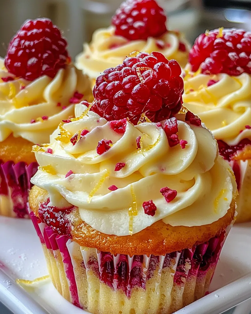 A cupcake with a raspberry on top.
