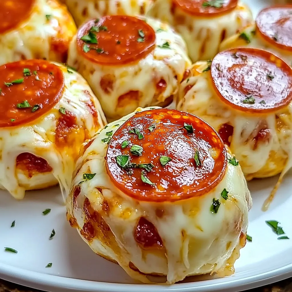 A plate of cheese and pepperoni stuffed mushrooms.