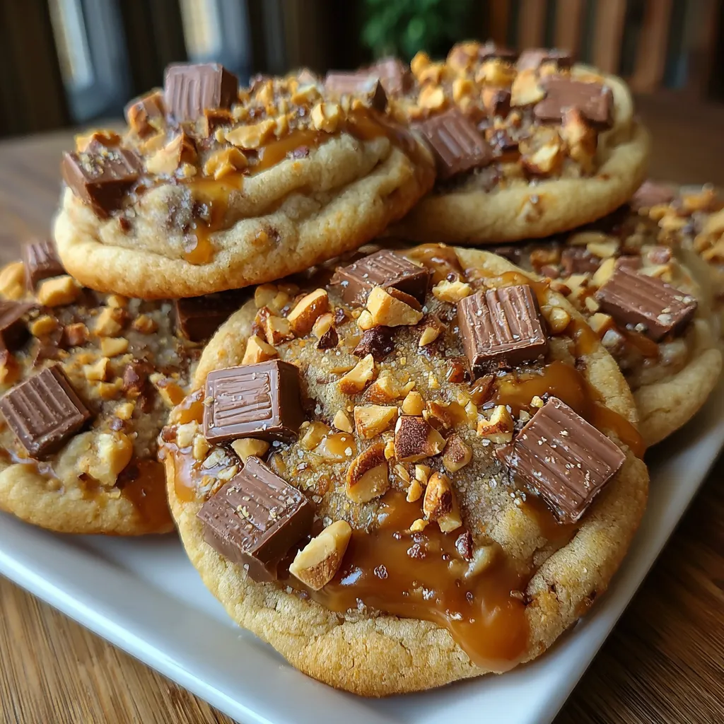 A plate of Butterfinger Caramel Crunch Cookies.