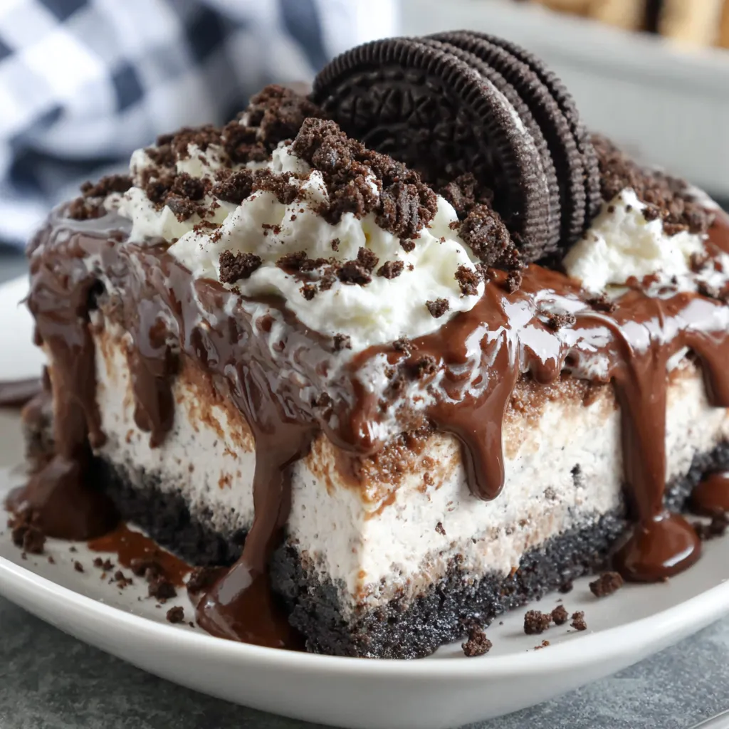 A delicious Oreo ice cream cake.